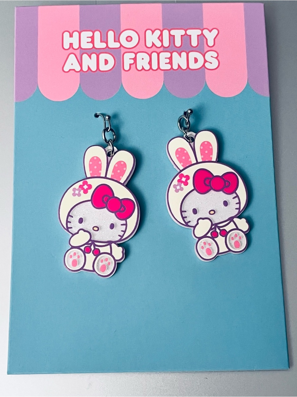 Hello Kitty dangle bunny earrings girls women